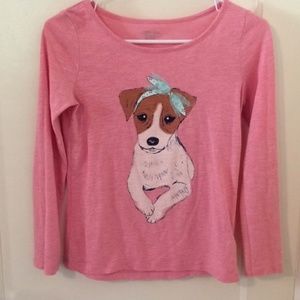 Girl’s Cherokee Pink Long Sleeve Shirt Dog Graphic